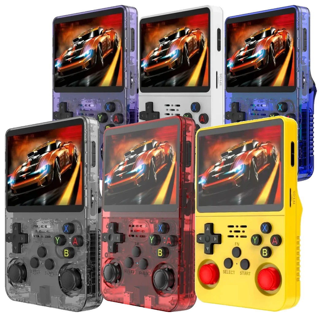 R36S in black, purple, white, red, blue and yellow